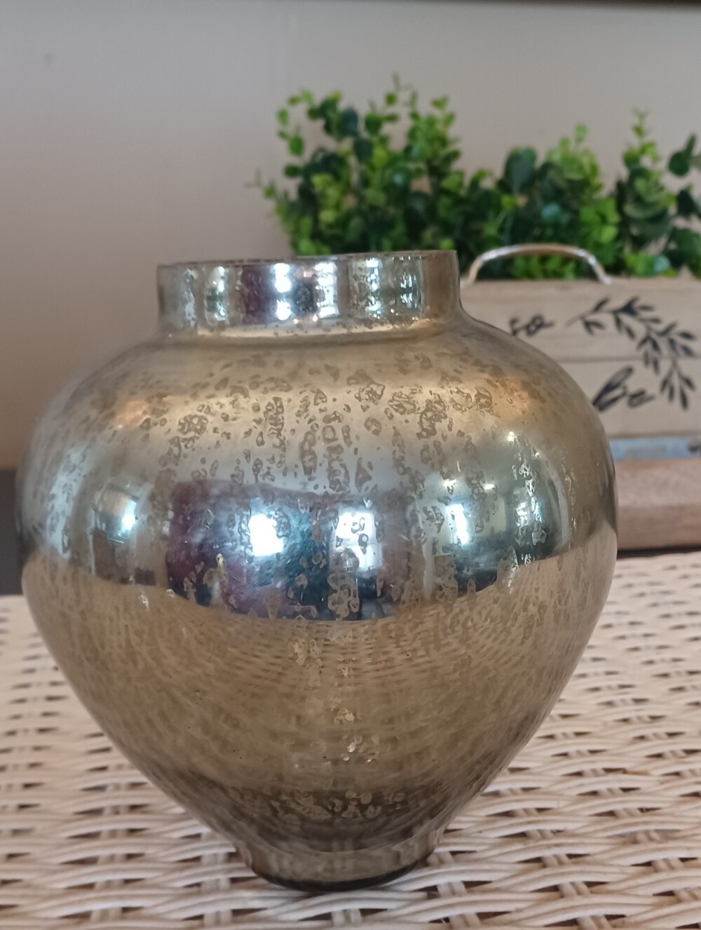 Silver Mercury Glass Vase 7 inches Tall